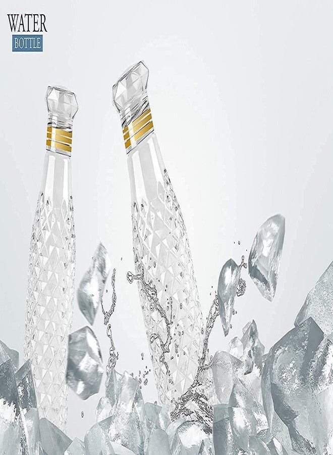 SQINELLI water bottles 1000ml set of 6, Fridge bottles 1 litre, Golden line Design, Transparent - Image 2
